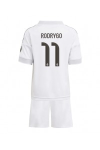 Fotbalové Dres Real Madrid Rodrygo Goes #11 Dětské Domácí Oblečení 2025-26 Krátký Rukáv (+ trenýrky)